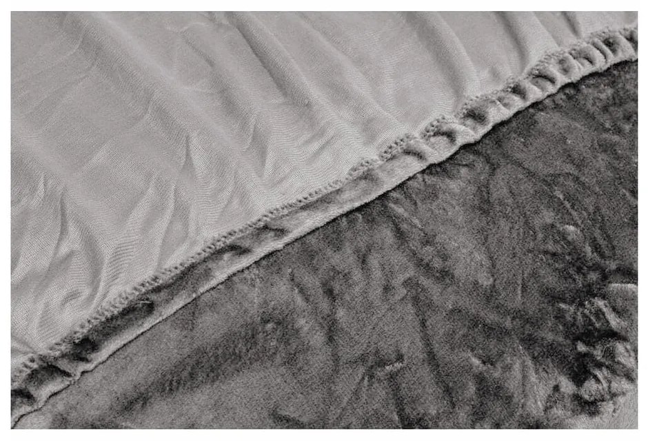 Сив чаршаф от микроплюш , 180 x 200 cm - My House