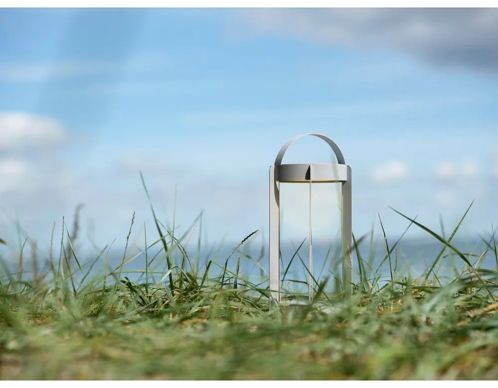 Светлосив екстериорен LED фенер с USB (височина 30 cm) Firefly – Zone