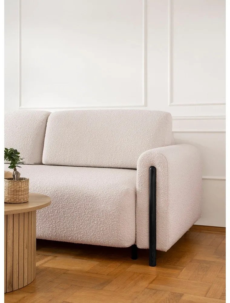 Бежов кремав разтегателен диван с място за съхранение от букле 244 cm Arcadova – ELTAP