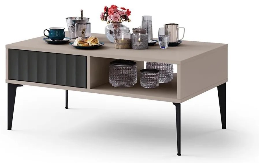 Конферентна маса RONJA с чекмедже, таупе/черна