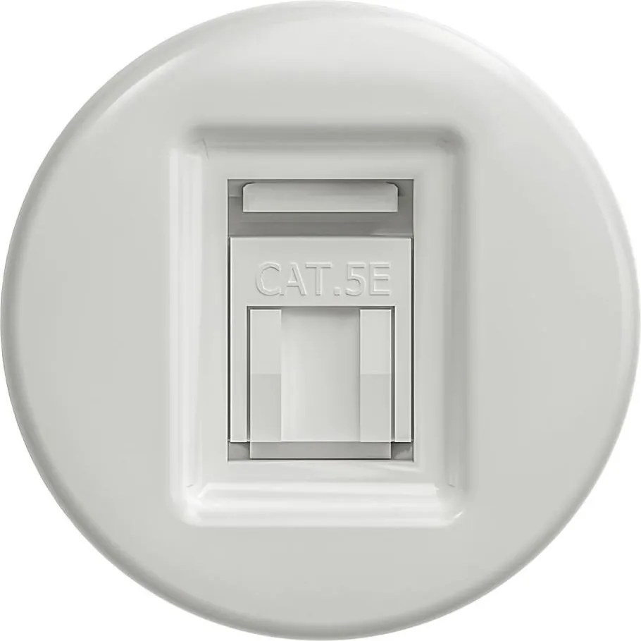 Kliklap - Ретро бяла керамична розетка за данни без рамка