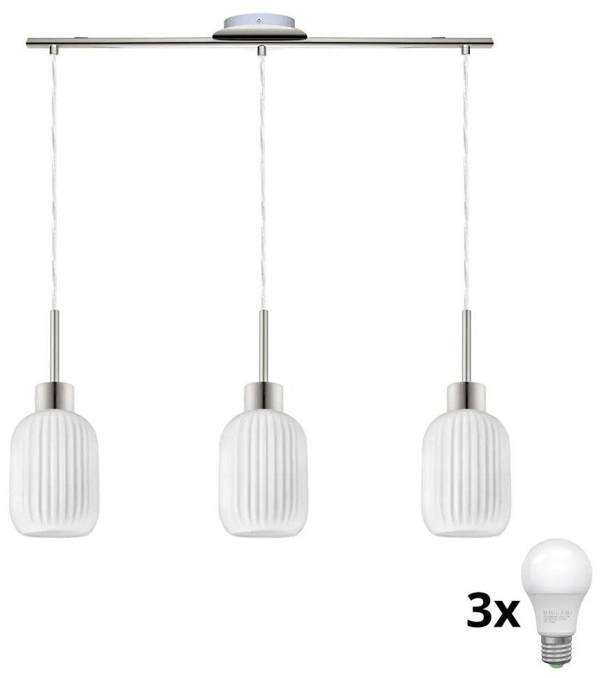 LED полилей на кабел HARMA 3xE27/60W/230V матов хром/бял