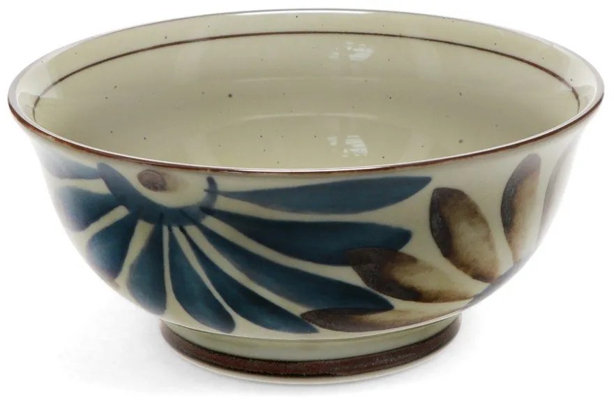 Синьо-бежова порцеланова рамен купичка 1 l Flower – Rex London