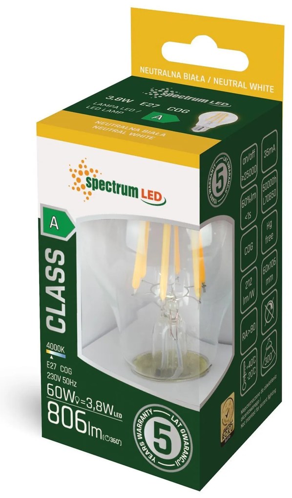 Крушка LED GLS COG E-27 3,8W WOJ+14640