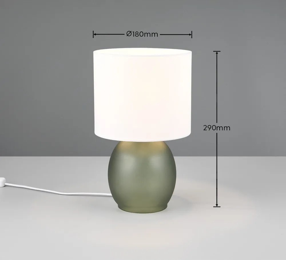 Бяло-зелена настолна лампа с текстилен абажур (височина 29 cm) Vela - Trio