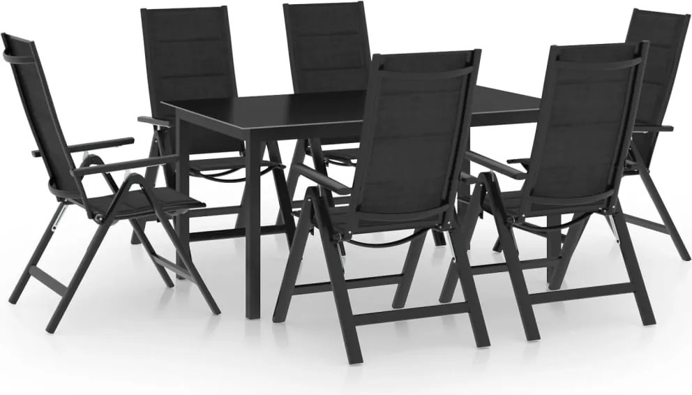 3070638 vidaXL Градински трапезен комплект, 7 части, алуминий, антрацит