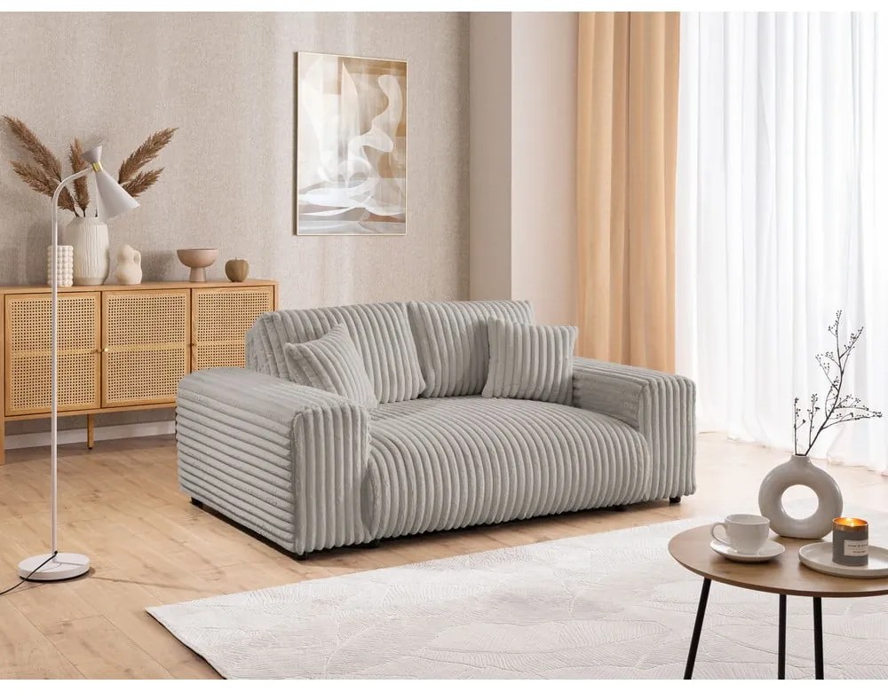 Светлосив диван от рипсено кадифе 178 cm Justin – Ropez