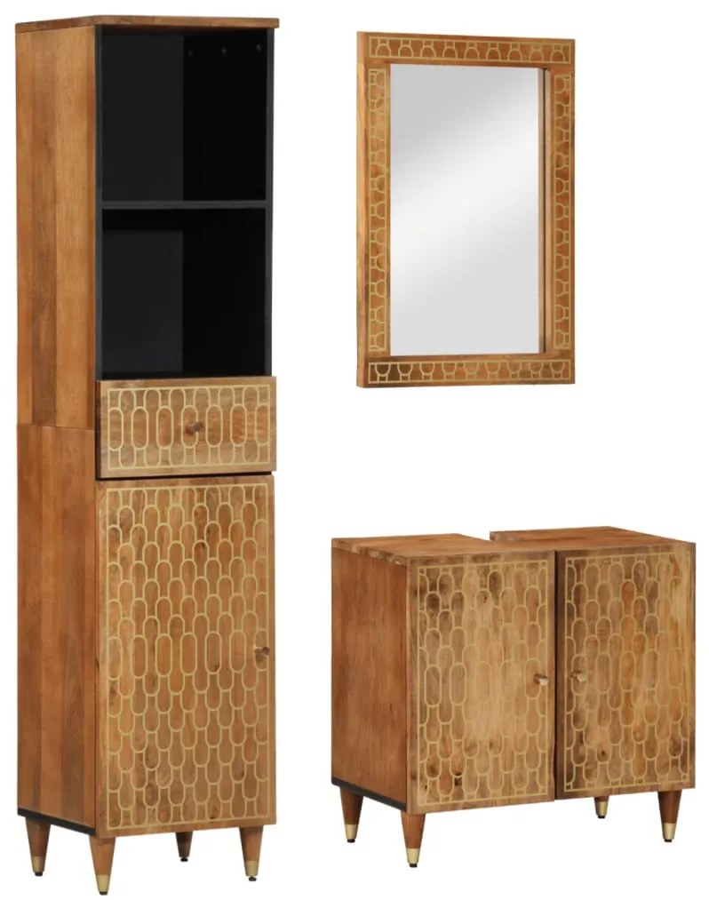 3206322 vidaXL Комплект мебели за баня, 3 части, масивна мангова дървесина