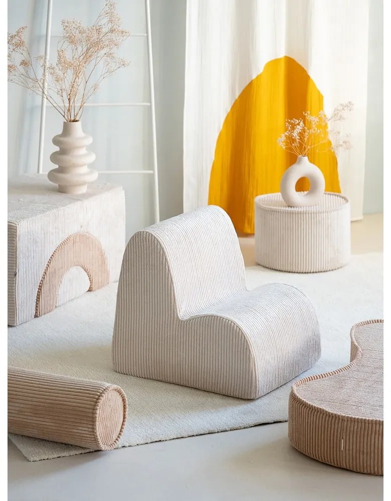 Кремав детски стол от рипсено кадифе Cloud – Wigiwama