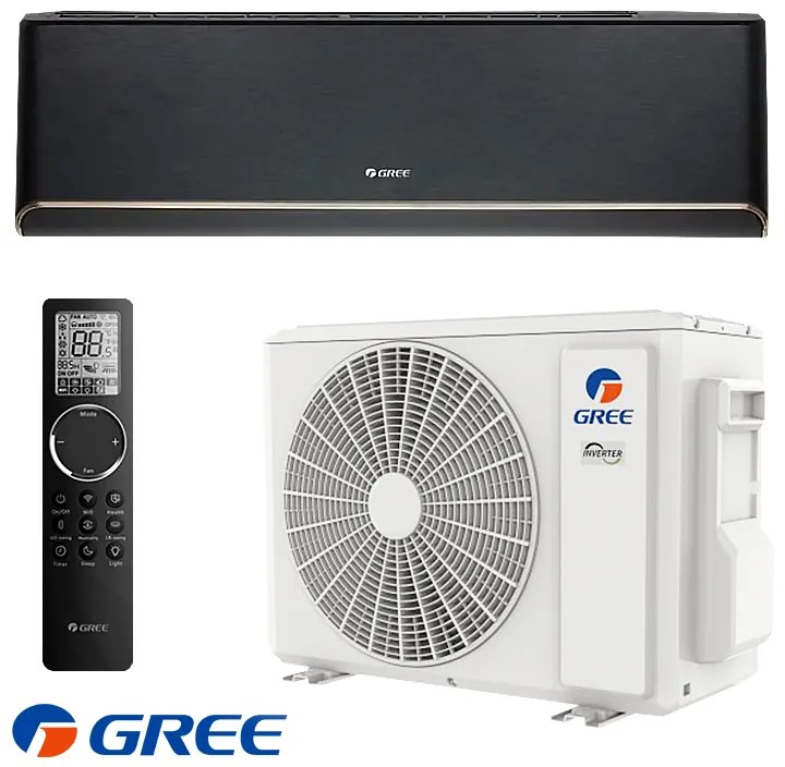 Инверторен климатик Gree Airy GWH24AVEXF-K6DNA1A, 24000 BTU, 48 м2, A+++, Wi-Fi, R-32, Черен