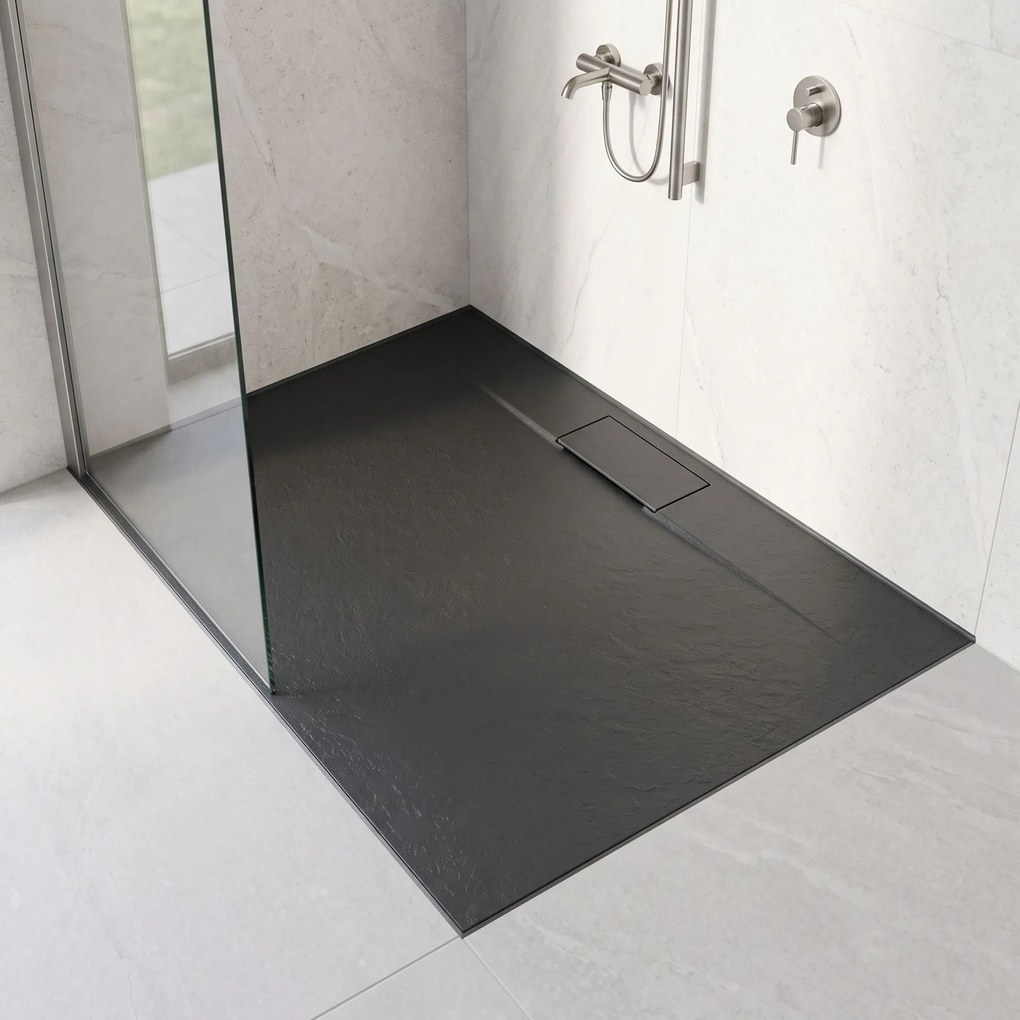 Корито за душ кабина Rea Bazalt long Black 90x120