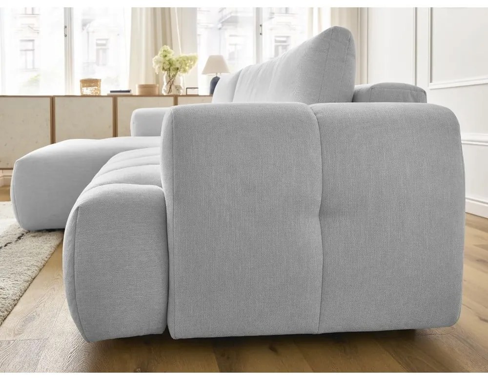 Светлосив сгъваем/с място за съхранение ъглов диван (ляв ъгъл) Fuji – Bobochic Paris