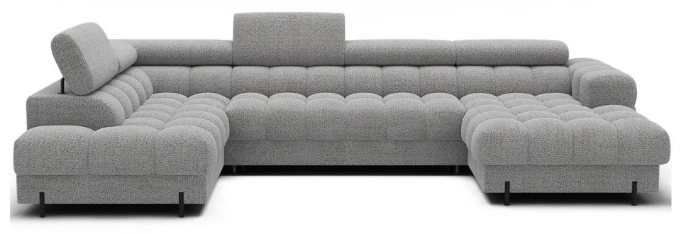 Сив разтегателен ъглов диван от букле (ляв ъгъл U форма) Feraria – ELTAP