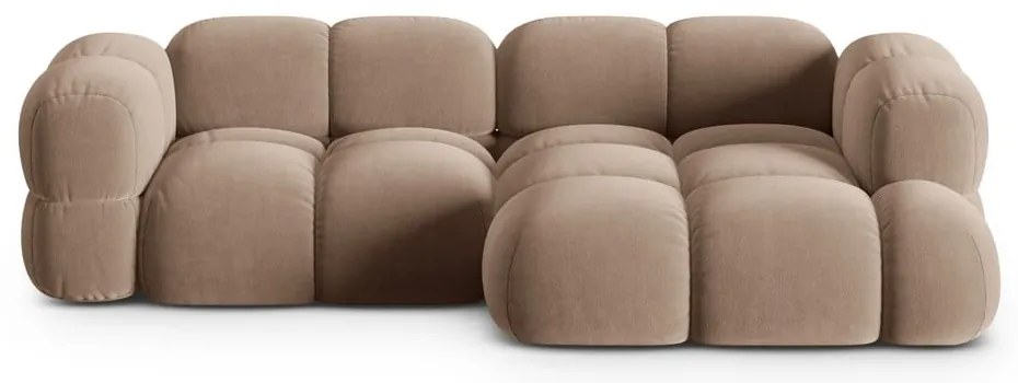 Кафяв кадифен ъглов диван (десен ъгъл) Loretto – Cosmopolitan Design