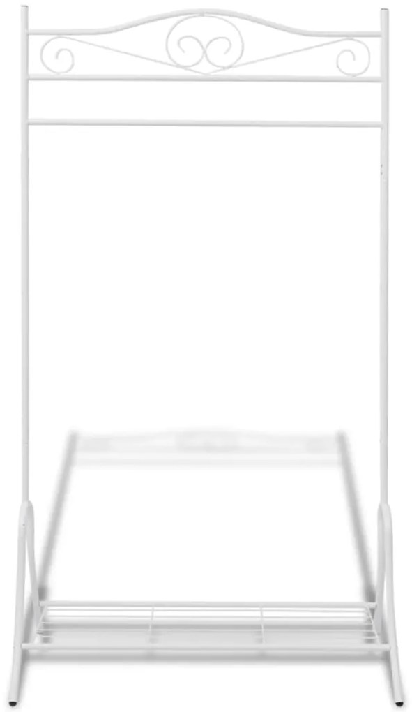 242999 vidaXL щендер за дрехи, бял, стомана