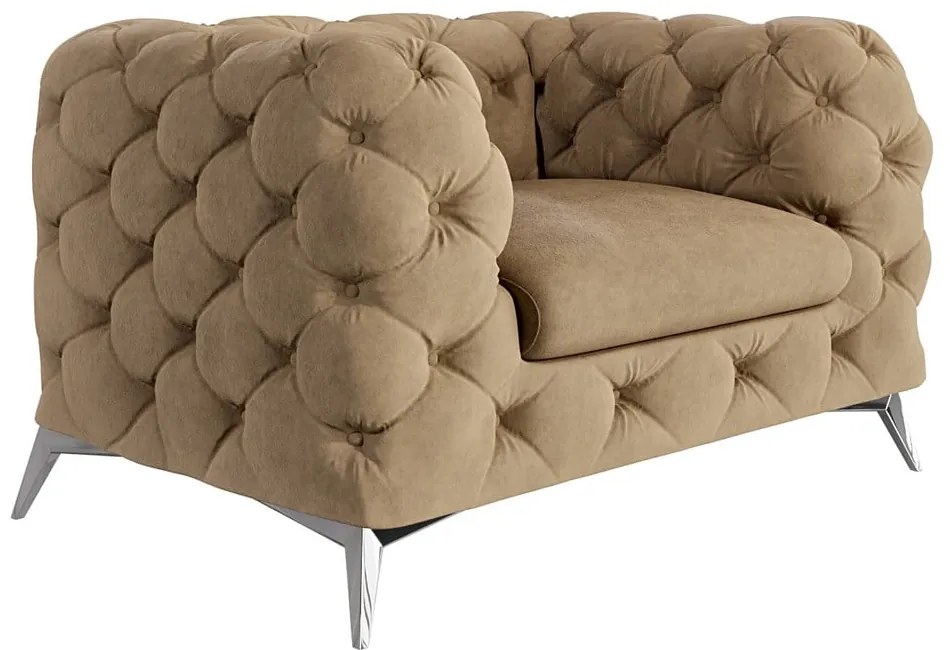 Светлокафяво кадифено кресло Chelsea – Ropez