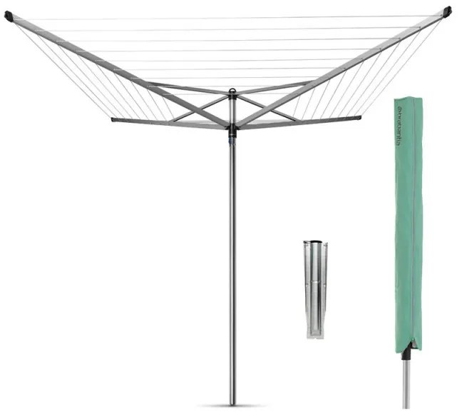 Външен простор Brabantia TopSpinner 90300263, 50 м, Метален шиш за вкопаване, Калъф, Резистентен на корозия, Инокс