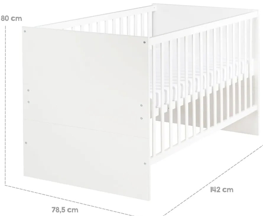 Бяло детско креватче 70x140 cm с регулируема височина Anton – Roba