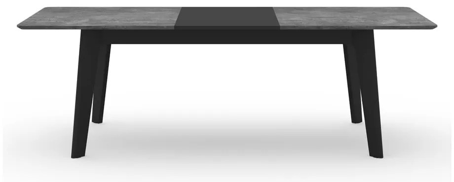 Черна сгъваема трапезна маса с плот от имитация на бетон 100x180 cm Shadow – TemaHome