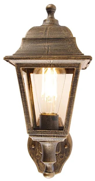 Антична стенна лампа златиста IP44 с детектор за движение - Capital