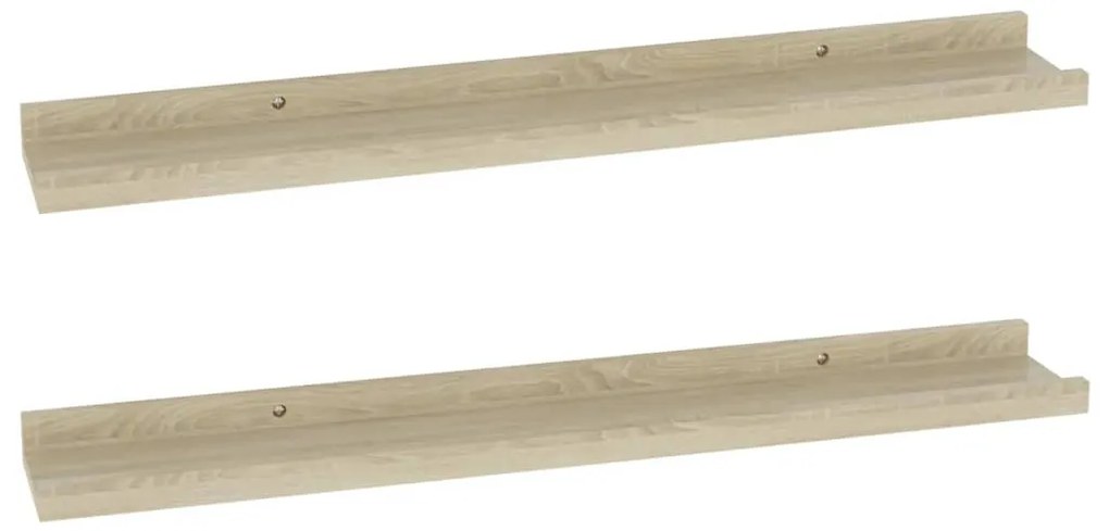 326680 vidaXL Стенни рафтове, 2 бр., дъб сонома, 60x9x3 см