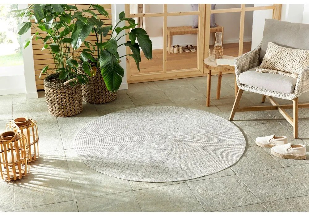 Бял/бежов кръгъл външен килим ø 200 cm - NORTHRUGS