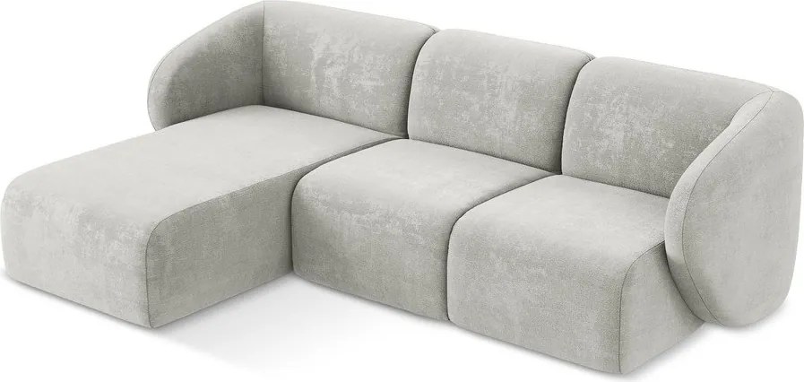 Светлосив шенилов ъглов диван (ляв ъгъл) Lani – Makamii