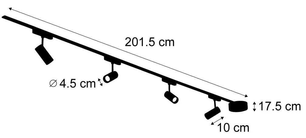 Modern railsysteem met 4 spots zwart 1-fase 200 cm - Magnetic Gert