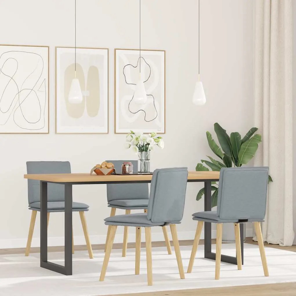 3315355 vidaXL Трапезни столове, 4 бр, светлосиви, текстил