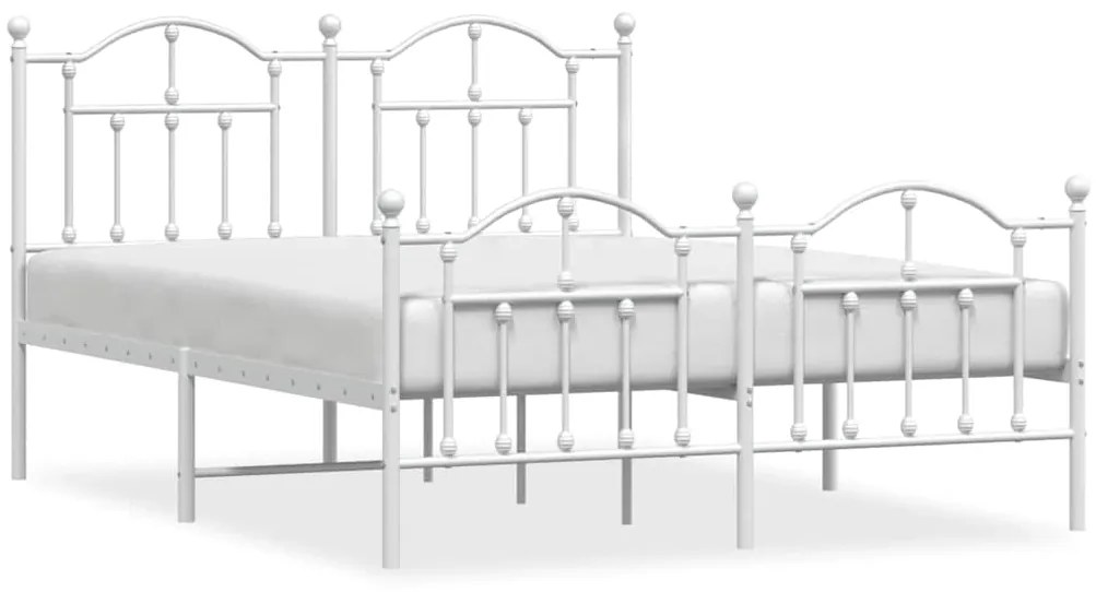 353506 vidaXL Метална рамка за легло с горна и долна табла, бяла, 140x190 см