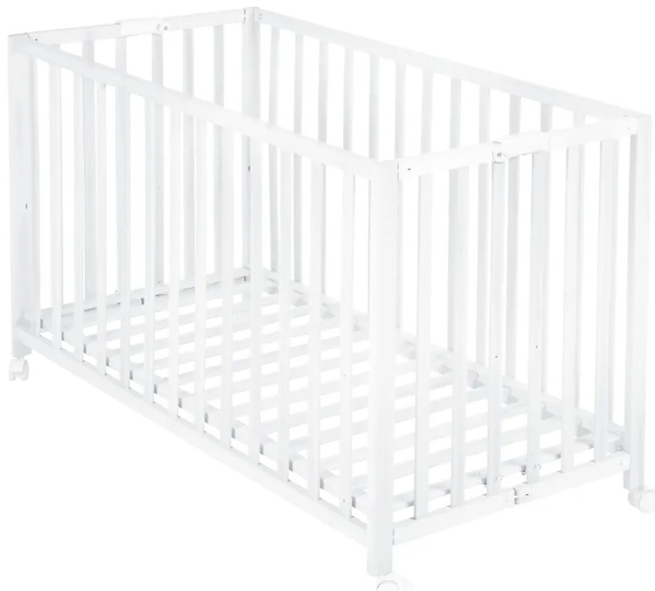 Бяло сгъваемо легло на колела 60x120 cm Fold up - Roba
