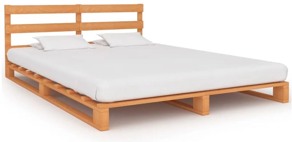 285271 vidaXL Палетна рамка за легло, кафява, бор масив, 120х200 см