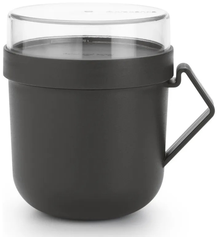 Чаша за супа с капак Brabantia Make&Take 1006293, 600+180 мл, Винтов капак, Без BPA, Тъмносив