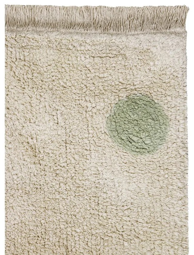 Ръчно изработен памучен детски килим подходящ за пране в цвят каки и кремаво 120x160 cm Hippy Dots Olive – Lorena Canals