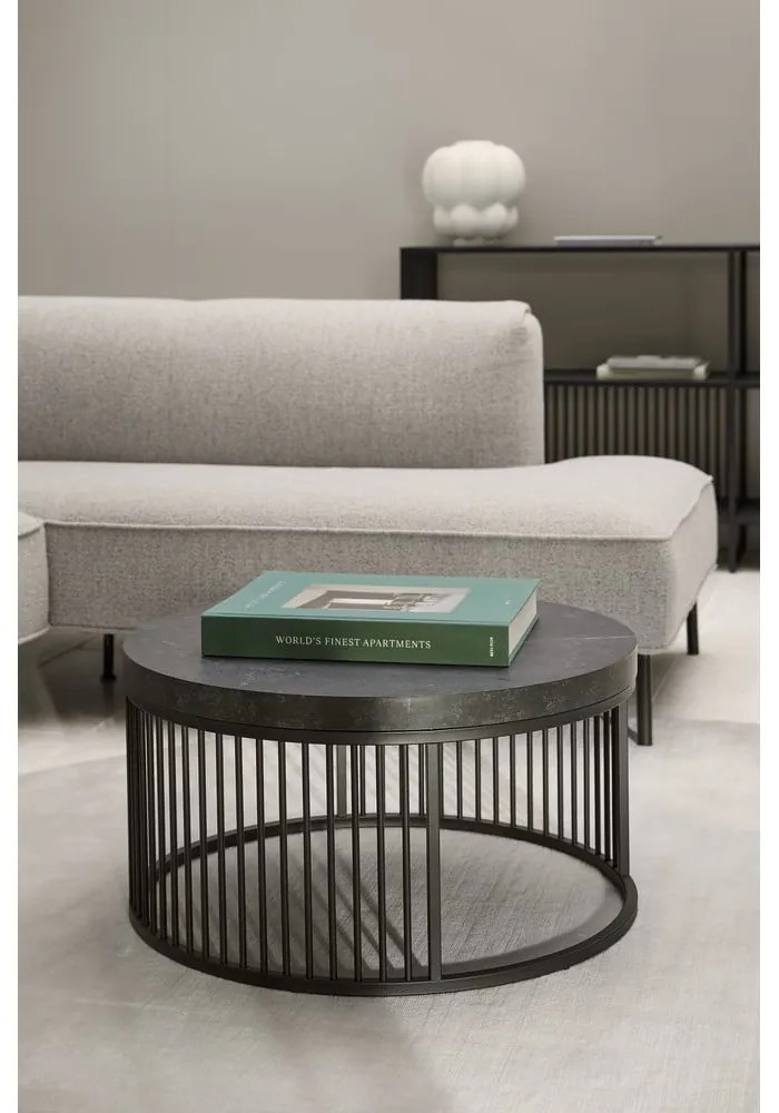 Черна кръгла масичка за кафе с плот от имитация на мрамор ø 65 cm Strington – Actona