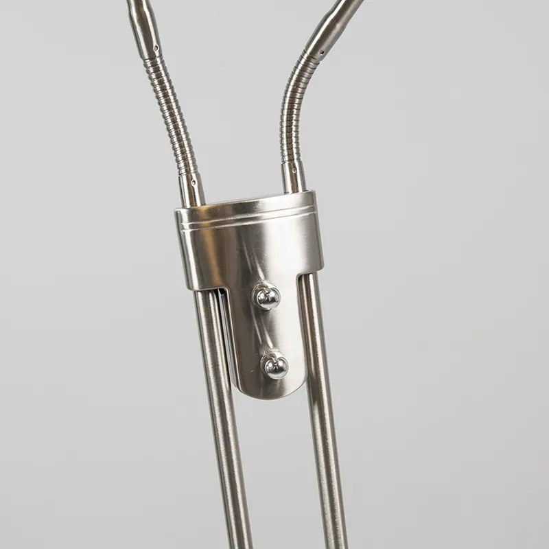 Модерна подова лампа от стомана с лампа за четене с LED - Eva