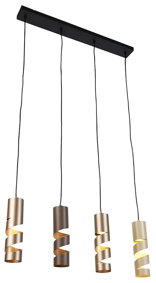 Moderne hanglamp zwart met taupe en beige 4-lichts - Stream