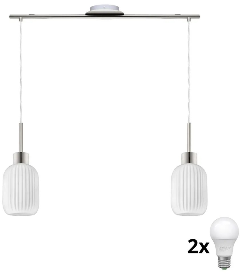 LED полилей на кабел HARMA 2xE27/60W/230V матов хром/бял