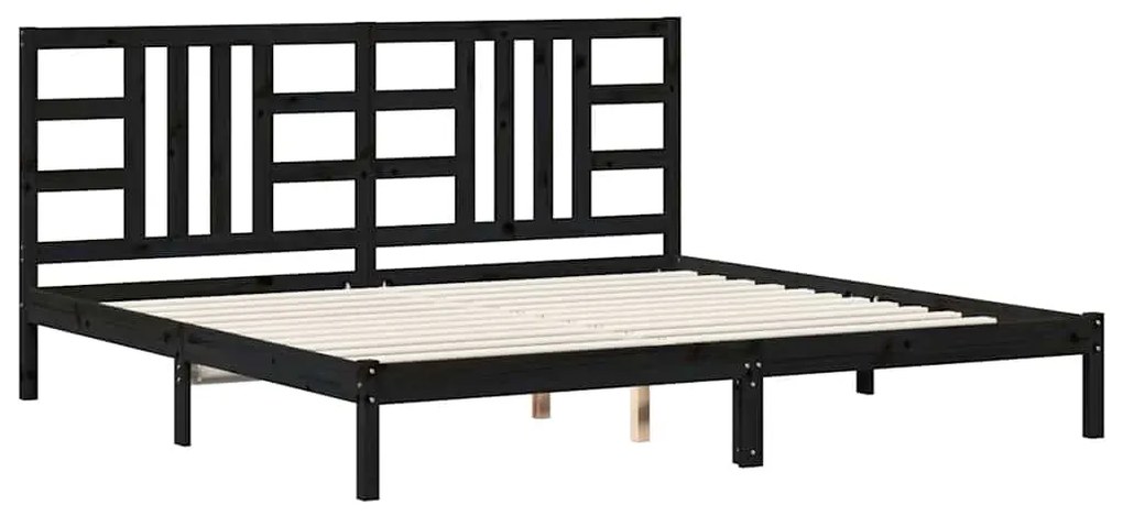 3105429 vidaXL Рамка за легло, черна, дърво масив, 200x200 см