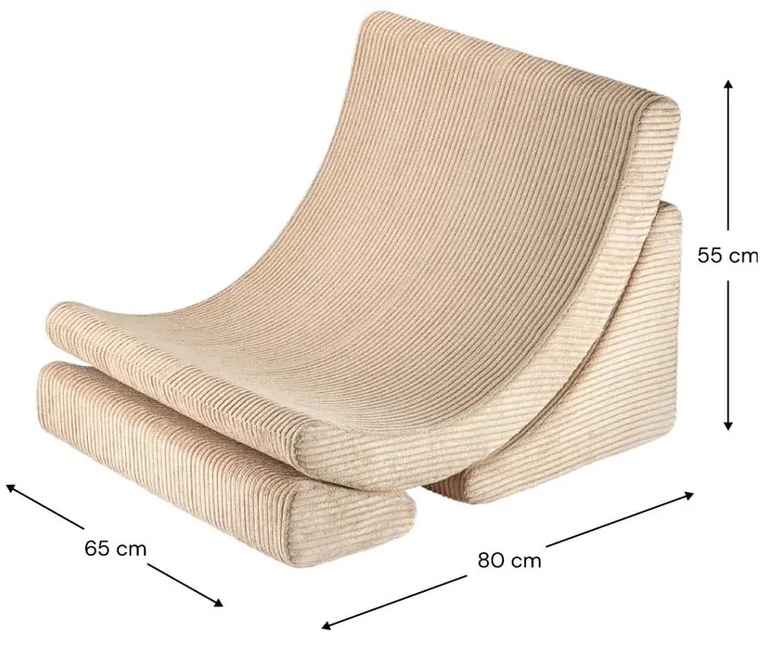 Светлокафяв детски стол от рипсено кадифе Moon – Wigiwama