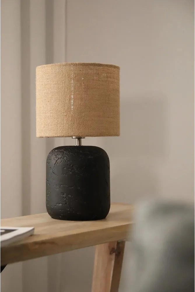 Настолна лампа с абажур от юта в черен и естествен цвят (височина 32,5 cm) Montagna - Markslöjd