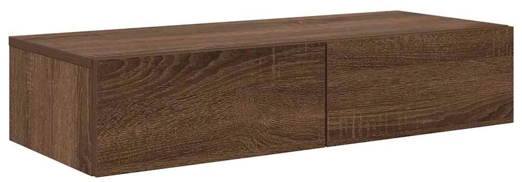 859983 vidaXL Стенен рафт с чекмеджета кафяв дъб 80x33x17 см инженерно дърво