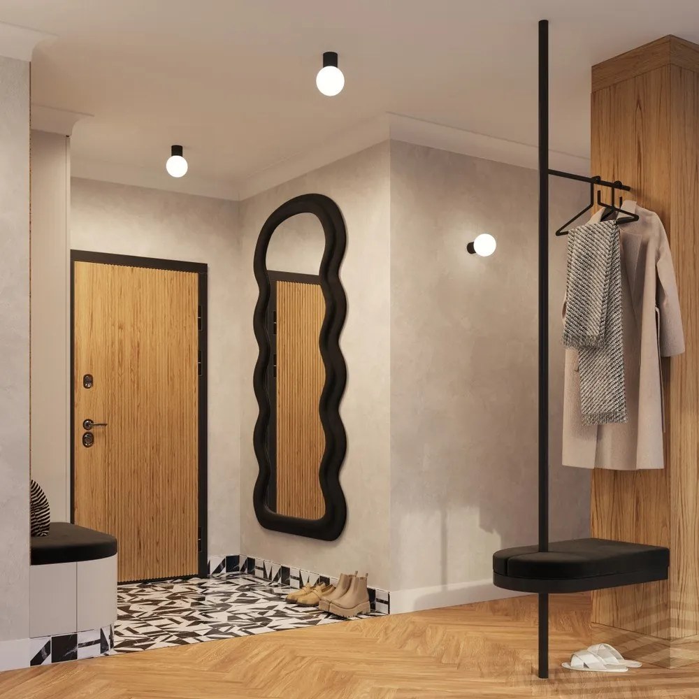 Черно осветително тяло за таван със стъклен абажур ø 12 cm Orbital – Sollux