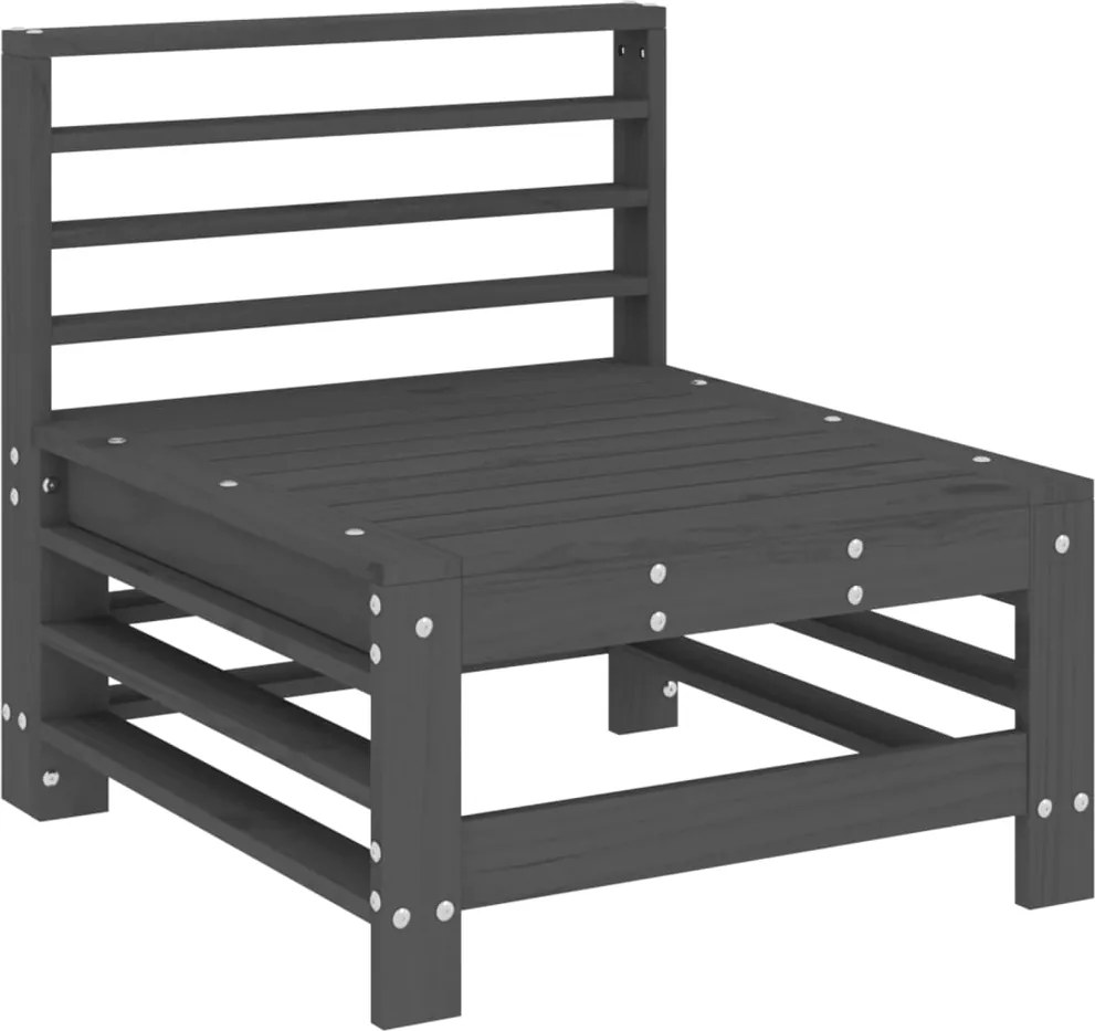 825613 vidaXL Градински среден диван, сив, бор масив