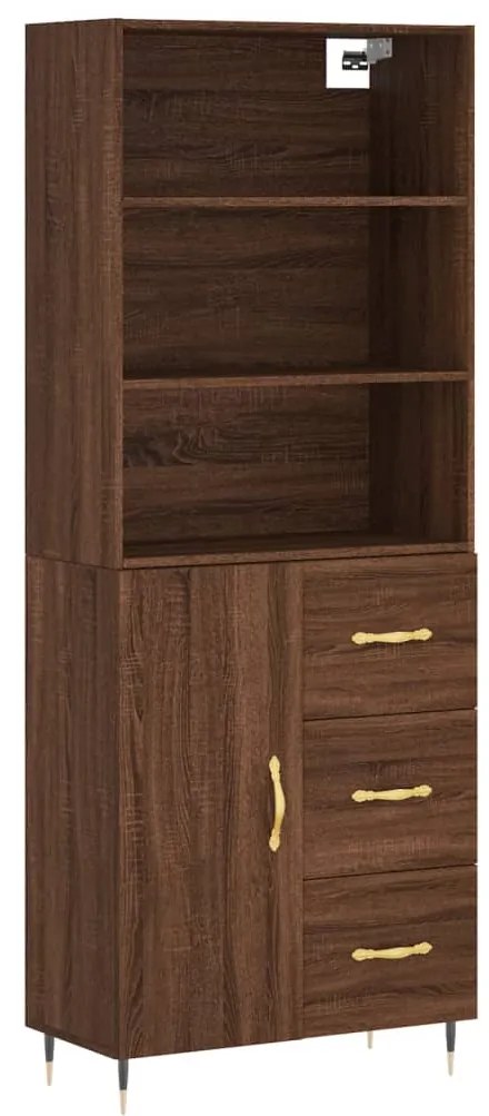 3189428 vidaXL Висок шкаф, кафяв дъб, 69,5x34x180 см, инженерно дърво