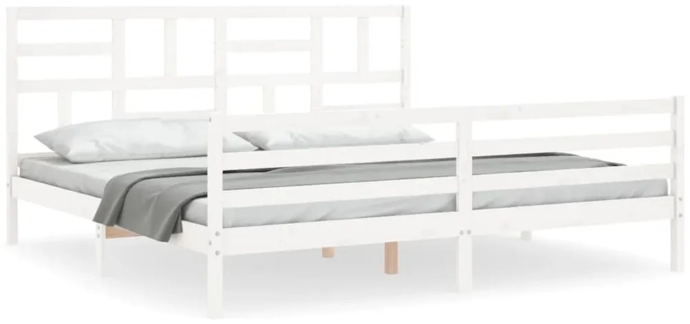 3194912 vidaXL Рамка за легло с табла бяла Super King Size дърво масив