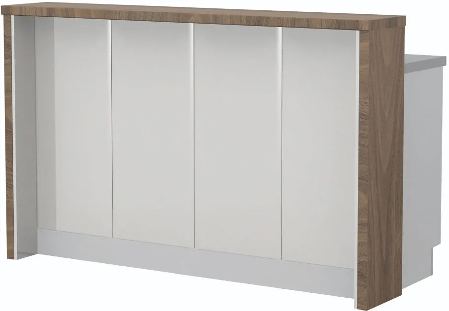 Островна кухненска пейка Modena-Length: 160 cm.-White glossy-Carini Wallnut