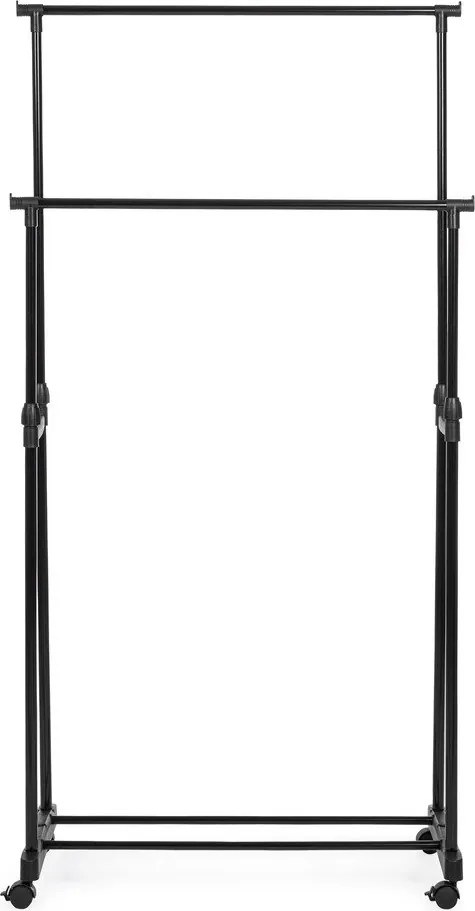 Черна метална стойка за дрехи на колелца 80x160x42 cm Roald – Yes Everyday