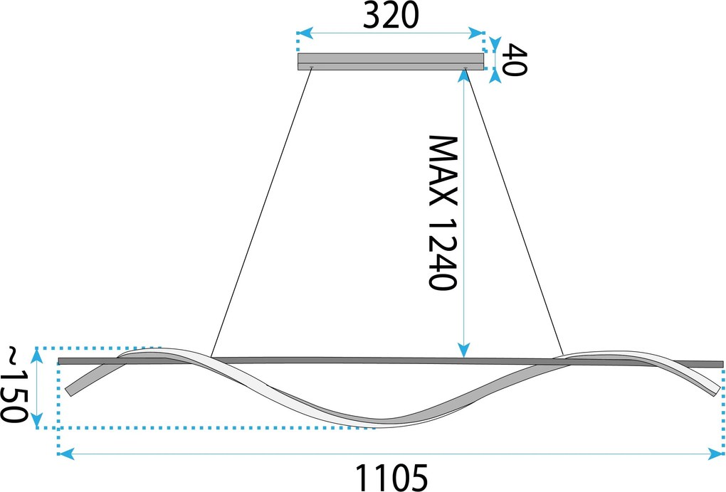 Suspension LHJ019-CP 120 cm NOIR