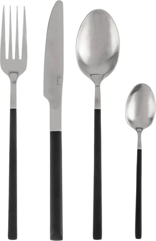 Черен/в сребрист цвят прибори за хранене от неръждаема стомана 24 бр. Skandi – Orion